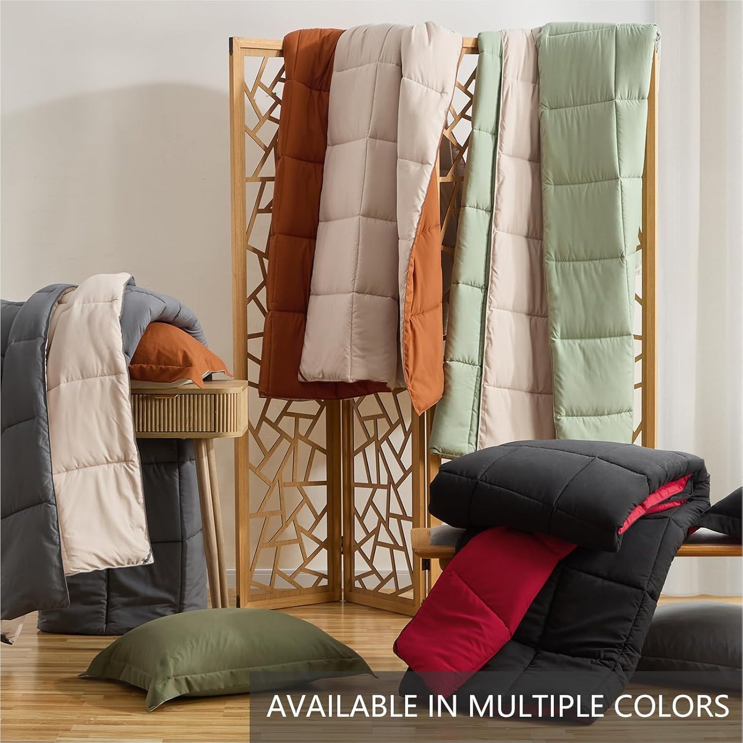 Lightweight Comforter Set King Reversible All Season down Alternative Bed Comforter Set Summer Blanket 3 Piece - 1 Comforter 2 Pillow Shams King Size Black / Light Grey